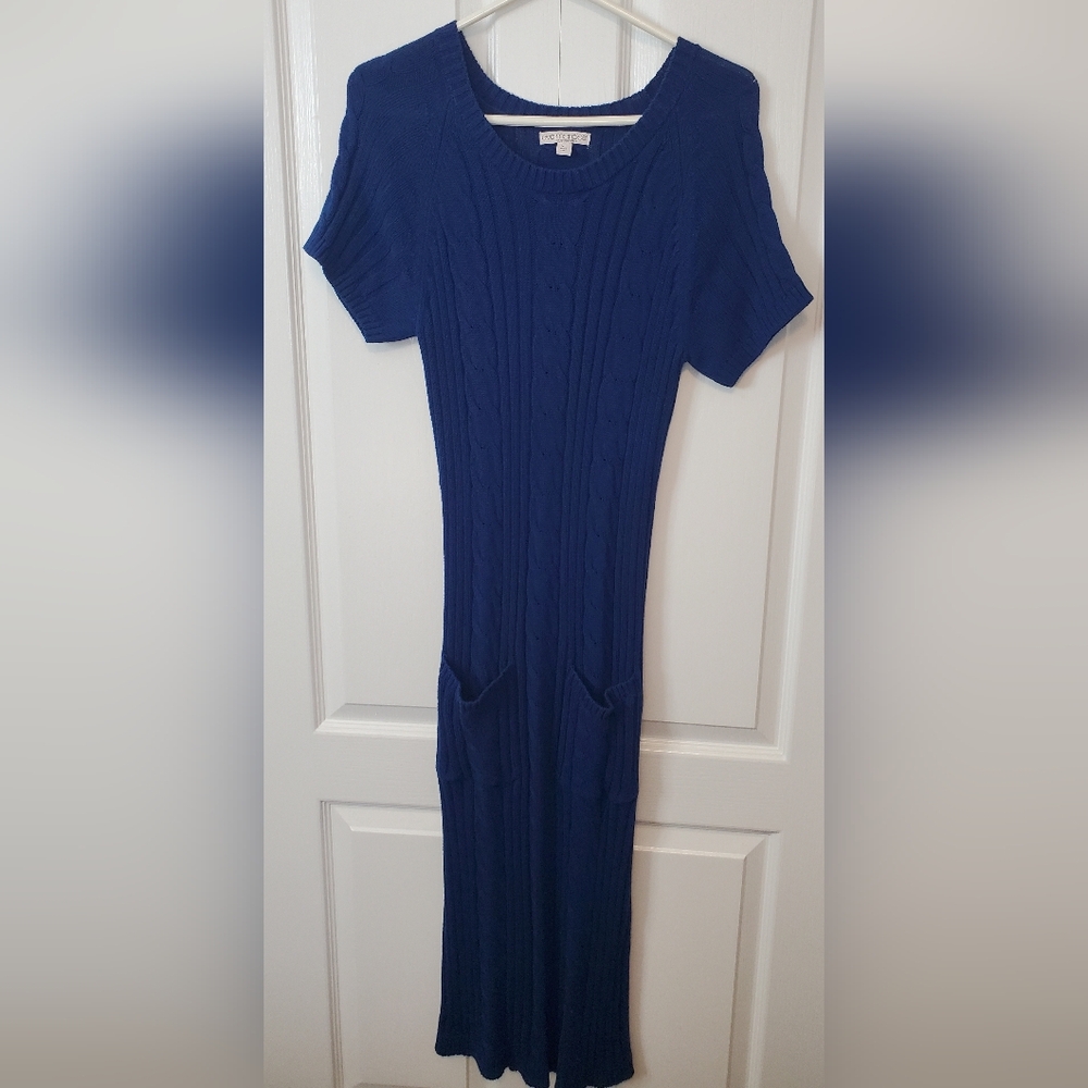 Blue Short Sleeve Knit Dress